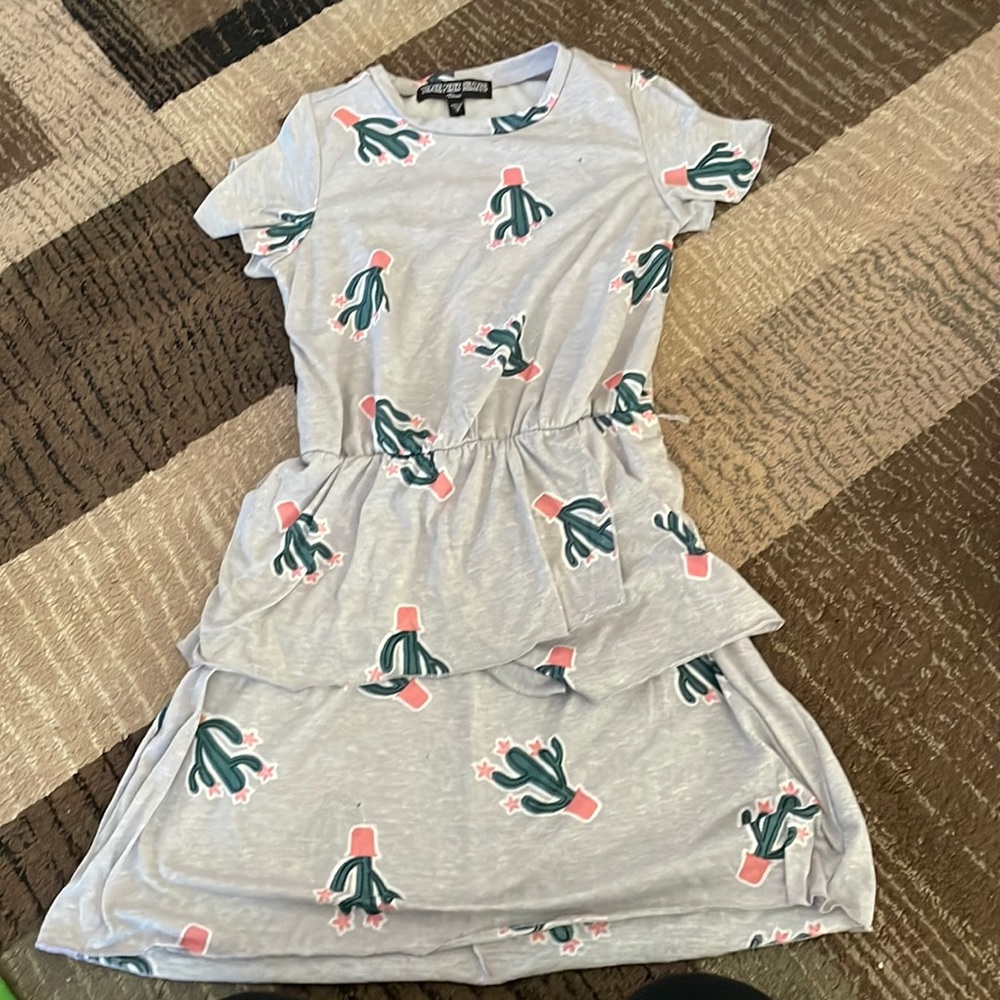 Grey dress with cactus graphics all over